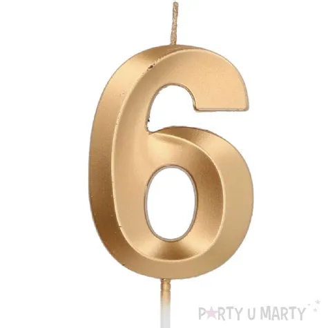 swieczka na tort cyfra 6 zlota folat 14 5 cm