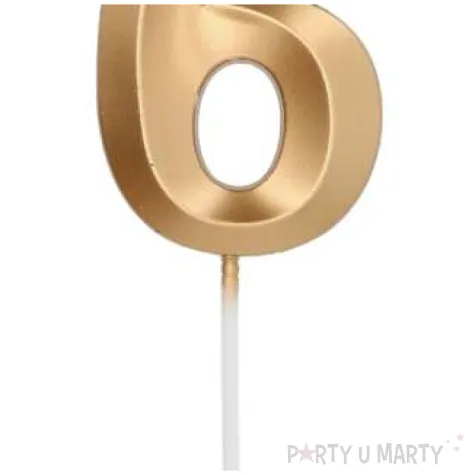 swieczka na tort cyfra 6 zlota folat 7 cm