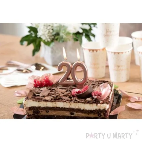 swieczka na tort cyfra 60 rozowe zloto santex 9 cm