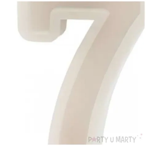 swieczka na tort cyfra 7 bezowy partydeco 10 cm