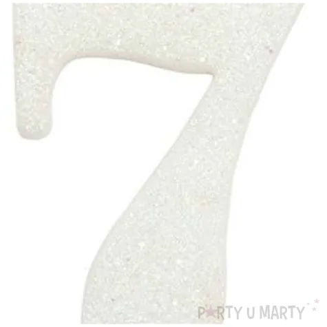 swieczka na tort cyfra 7 biala brokatowa givi 9 5 cm