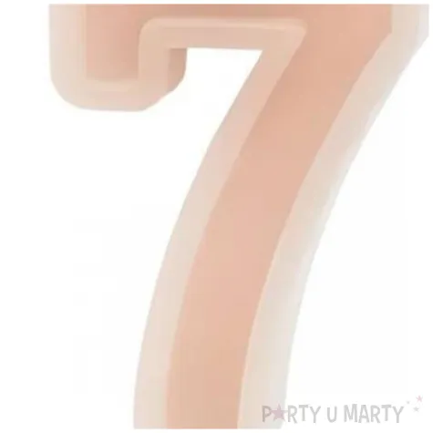 swieczka na tort cyfra 7 brudny roz partydeco 10 cm