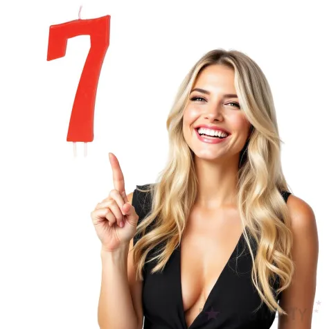 swieczka na tort cyfra 7 czerwona guirca 12 cm