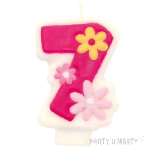 swieczka na tort cyfra 7 daisy rozowa amscan