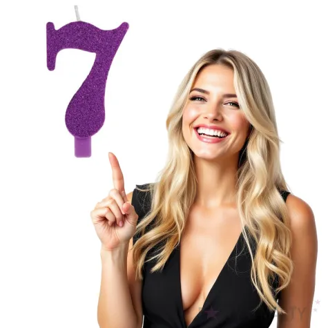 swieczka na tort cyfra 7 fioletowa brokatowa givi 9 5 cm