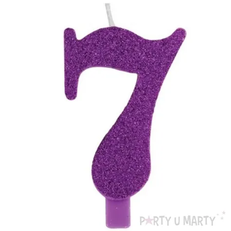 swieczka na tort cyfra 7 fioletowa brokatowa givi 9 5 cm
