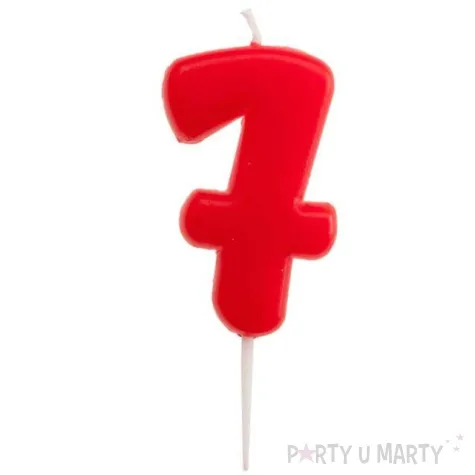 swieczka na tort cyfra 7 glober czerwona dekora 5 5 cm