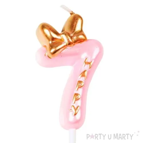 swieczka na tort cyfra 7 happy rozowa jasna jix 9 3 cm