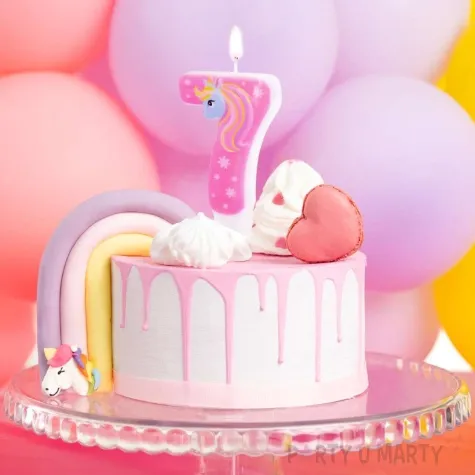 swieczka na tort cyfra 7 jednorozec teczowy partypal 8 2 cm