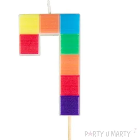 swieczka na tort cyfra 7 klocki mix arpex 7 cm