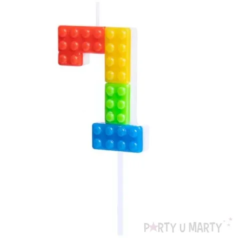 swieczka na tort cyfra 7 klocki mix partypal 11 cm