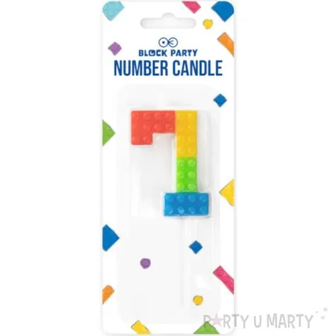 swieczka na tort cyfra 7 klocki mix partypal 11 cm