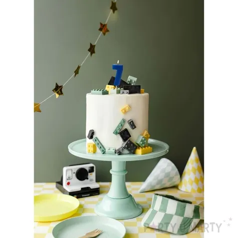 swieczka na tort cyfra 7 niebieski partydeco 6 cm