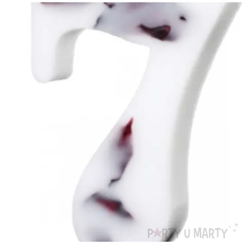 swieczka na tort cyfra 7 platki kwiatow bialy partydeco 8 cm