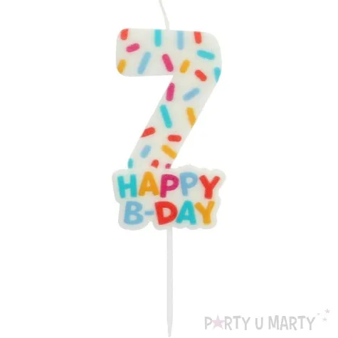 swieczka na tort cyfra 7 sprinkles folat 11 cm