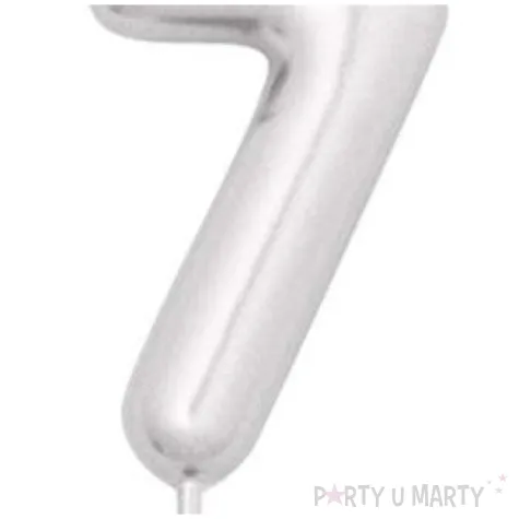 swieczka na tort cyfra 7 srebrny metalik givi 8 cm