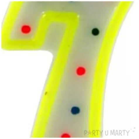 swieczka na tort cyfra 7 w kropki zolta tamipol 7 5 cm
