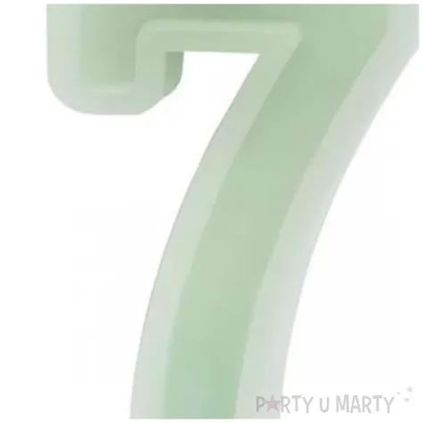 swieczka na tort cyfra 7 zielony partydeco 10 cm
