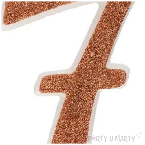 swieczka na tort cyfra 7 zlota brokatowa dekora
