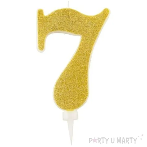 swieczka na tort cyfra 7 zlota brokatowa givi 15 5 cm