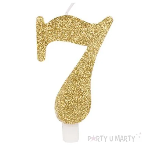 swieczka na tort cyfra 7 zlota brokatowa givi 9 5 cm