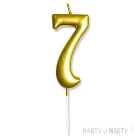 swieczka na tort cyfra 7 zlota dekoracjepolska 6 5 cm