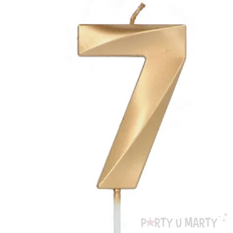 swieczka na tort cyfra 7 zlota folat 14 5 cm
