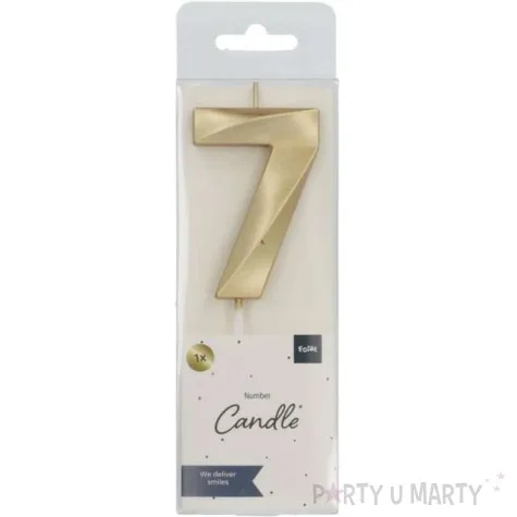 swieczka na tort cyfra 7 zlota folat 7 cm