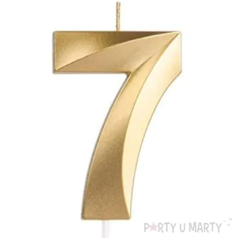 swieczka na tort cyfra 7 zlota jix 12 cm