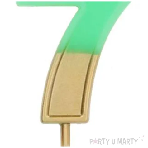 swieczka na tort cyfra 7 zloto zielona folat 5 cm