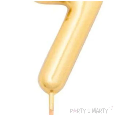 swieczka na tort cyfra 7 zloty metalik givi 8 cm