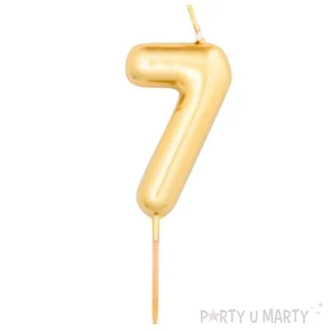 swieczka na tort cyfra 7 zloty metalik givi 8 cm
