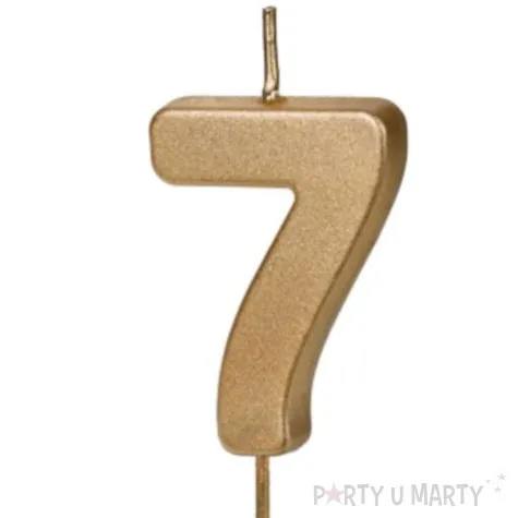 swieczka na tort cyfra 7 zloty partydeco 4 5 cm