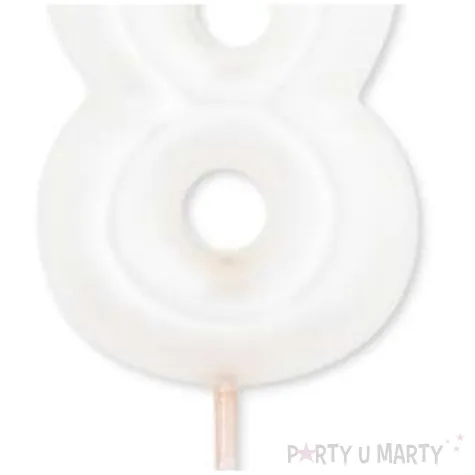 swieczka na tort cyfra 8 bialy perlowy givi 8 cm