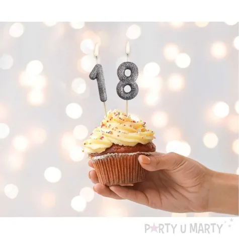 swieczka na tort cyfra 8 brokat piker czarny godan 11 5 cm