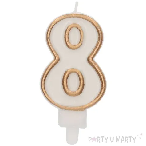 swieczka na tort cyfra 8 chique gold folat 9 cm