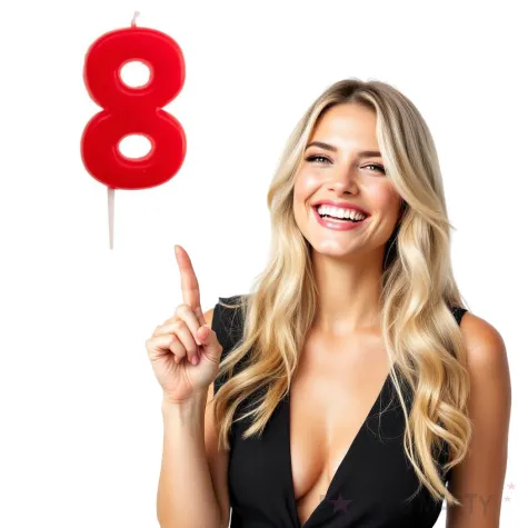 swieczka na tort cyfra 8 czerwona dekora 5 5 cm