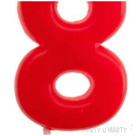 swieczka na tort cyfra 8 czerwona dekora 5 5 cm