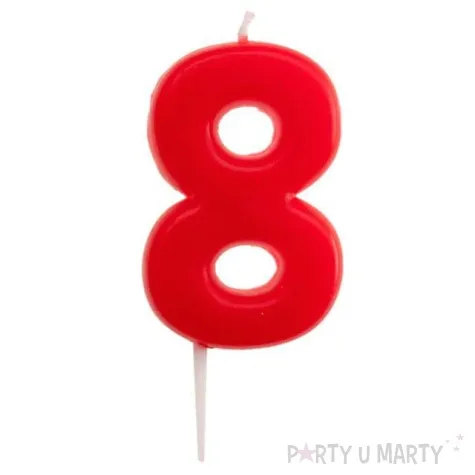 swieczka na tort cyfra 8 czerwona dekora 5 5 cm