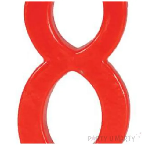 swieczka na tort cyfra 8 czerwona guirca 12 cm