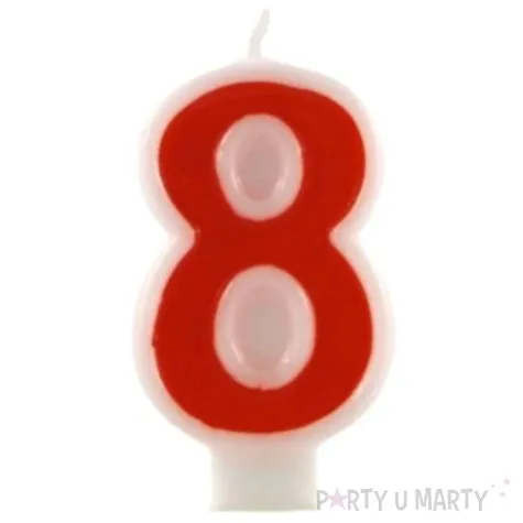swieczka na tort cyfra 8 czerwona tamipol 7 5 cm