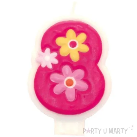 swieczka na tort cyfra 8 daisy rozowa amscan