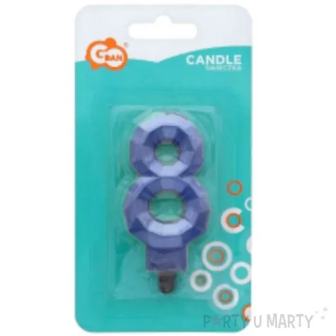 swieczka na tort cyfra 8 diament niebieska godan 7 6 cm