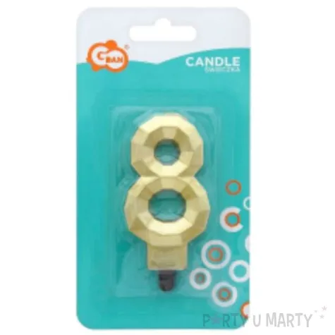 swieczka na tort cyfra 8 diament zlota godan 7 6 cm