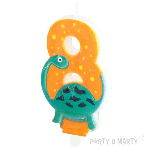 swieczka na tort cyfra 8 dinozaury partypal 8 2 cm