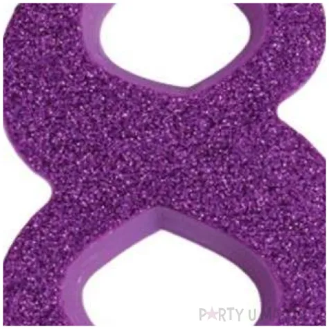 swieczka na tort cyfra 8 fioletowa brokatowa givi 9 5 cm