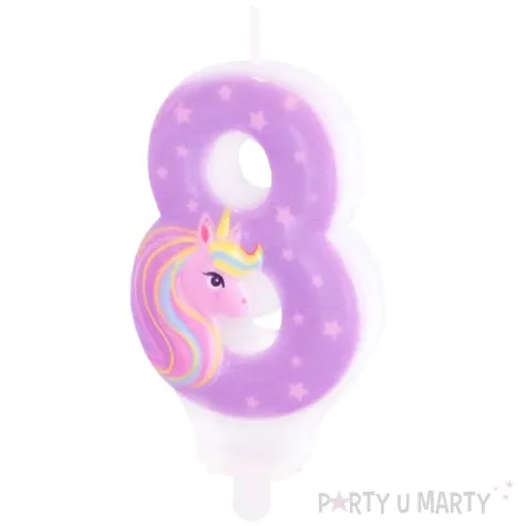 swieczka na tort cyfra 8 jednorozec teczowy partypal 8 2 cm