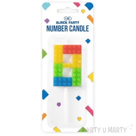 swieczka na tort cyfra 8 klocki mix partypal 11 cm