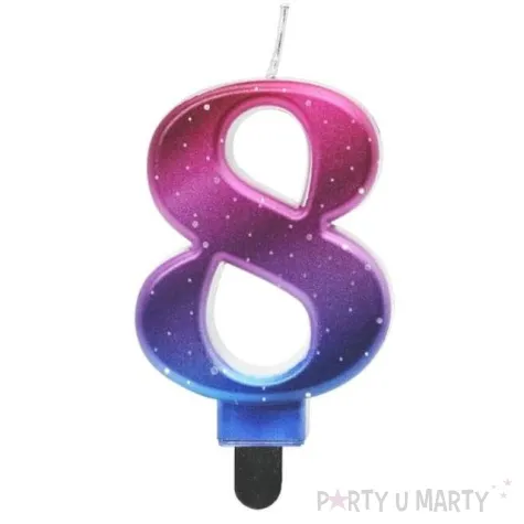 swieczka na tort cyfra 8 kosmos ombre godan 8 cm