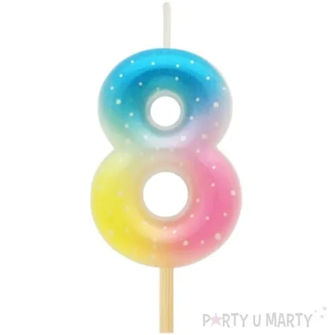 swieczka na tort cyfra 8 piker teczowa godan 4 5 cm